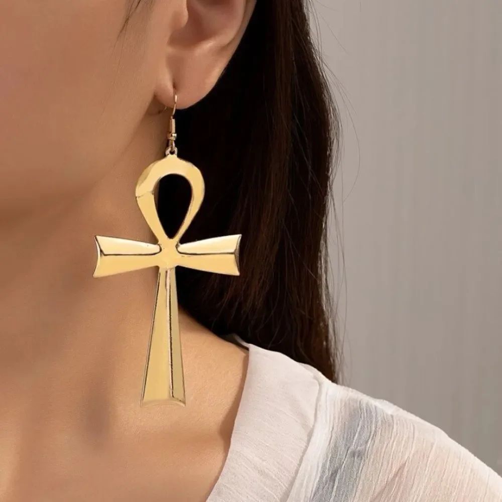 3for$20 1pair Stylish Trendy Gold-Colored Cross Shaped Earrings For Women